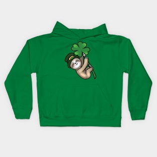 Lucky four leaf clover Saint Paddy Sloth Kids Hoodie